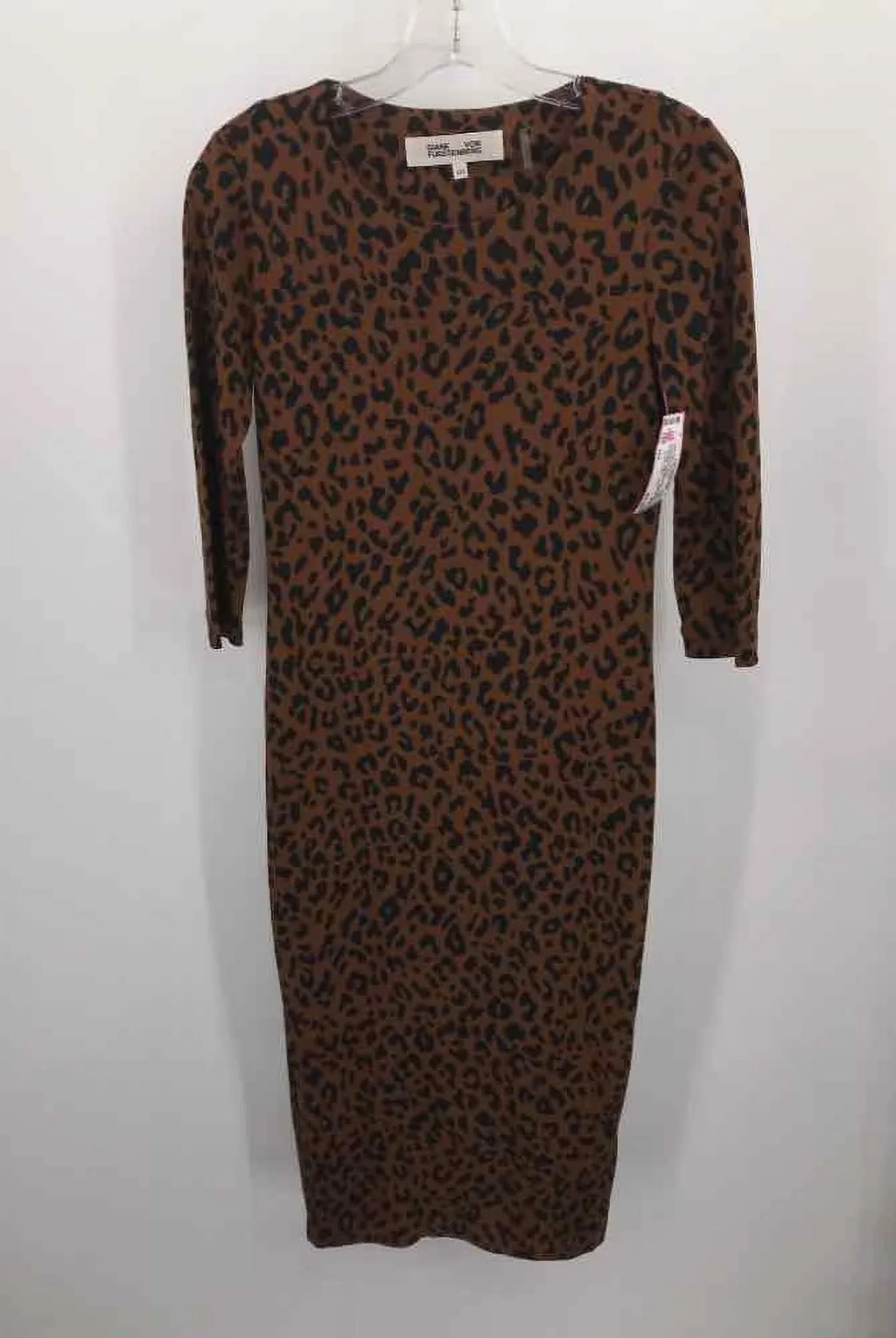 Pre-Owned Diane Von Furstenberg Brown Size XXS Printed Maxi Long Sleeve Dress
