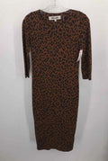 Pre-Owned Diane Von Furstenberg Brown Size XXS Printed Maxi Long Sleeve Dress