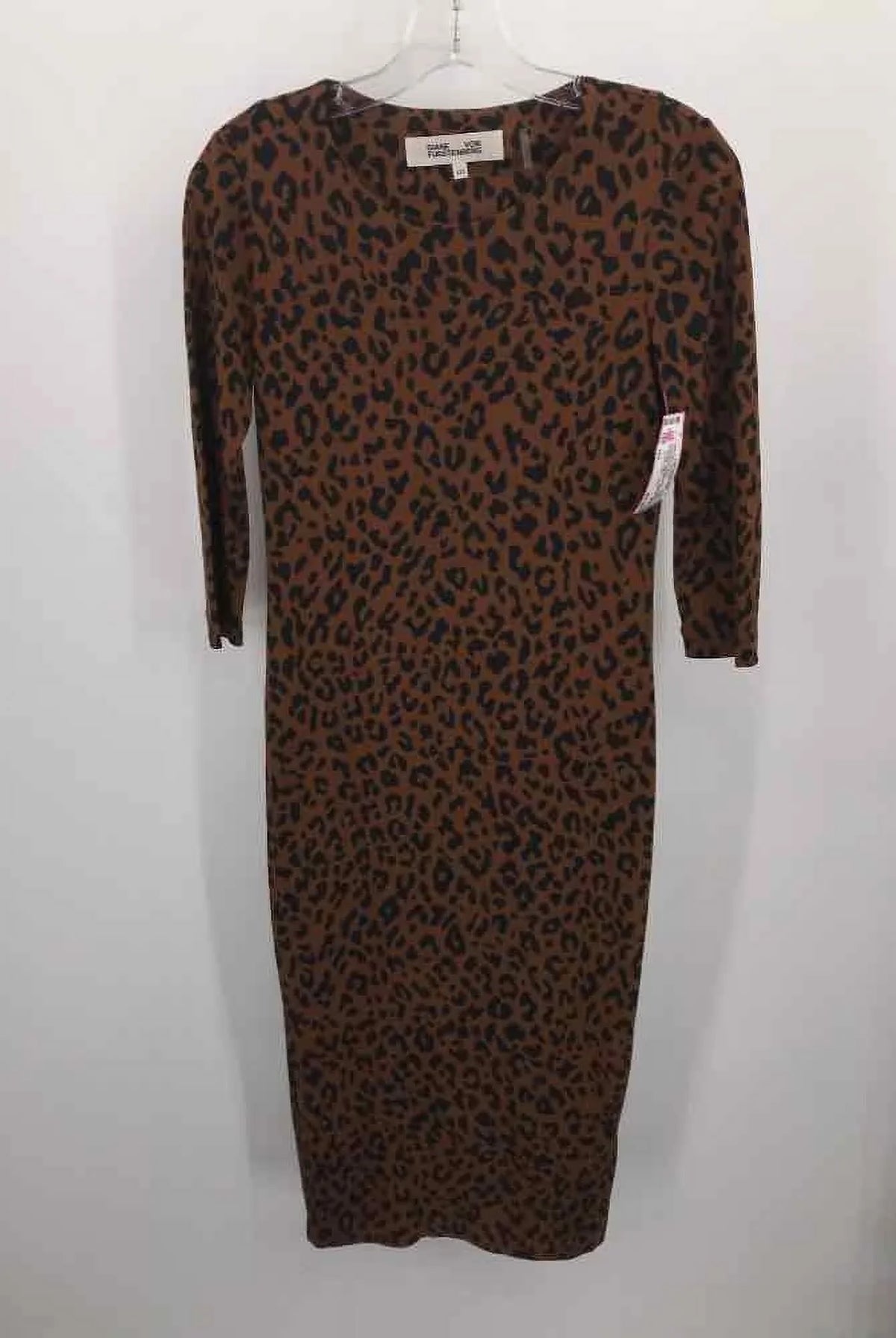 Pre-Owned Diane Von Furstenberg Brown Size XXS Printed Maxi Long Sleeve Dress