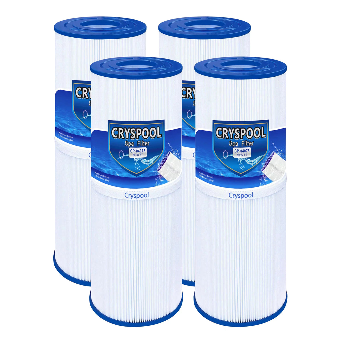 ft Spa Filter suitable with C-4950, PRB50-in, FC-2390,  03FIL1600,373045 Hot Tub Filter , 4 Pack. Cryspool 50 sq