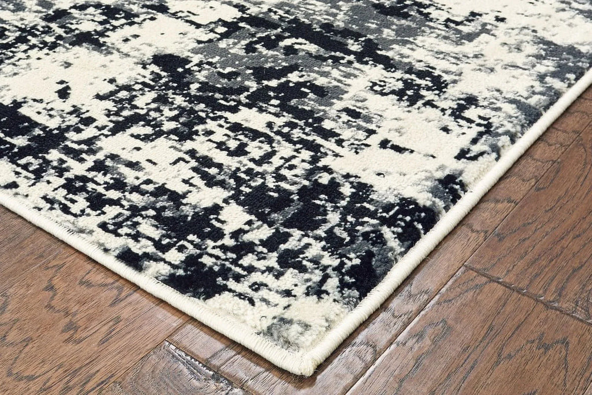 5 x 7 Black and White Abstract Area Rug