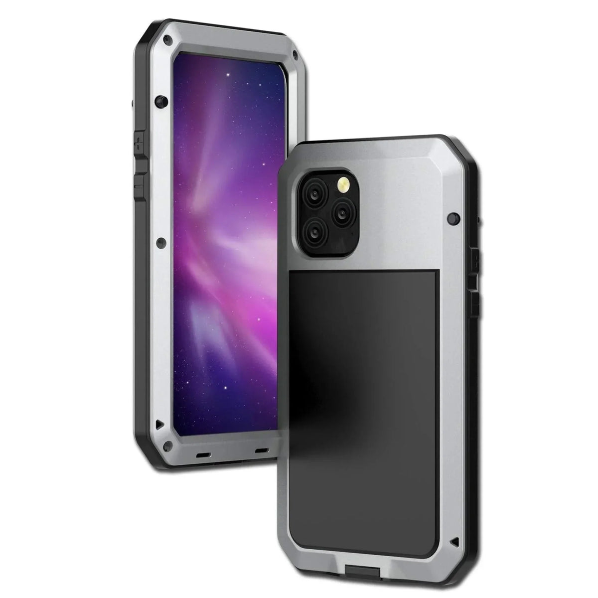 Gorilla Glass Aluminum Metal iPhone 11 Pro Max Case (Silver) Heavy Duty Military Grade Shockproof and Scratch immune Protection, Rugged Outdoor Travel