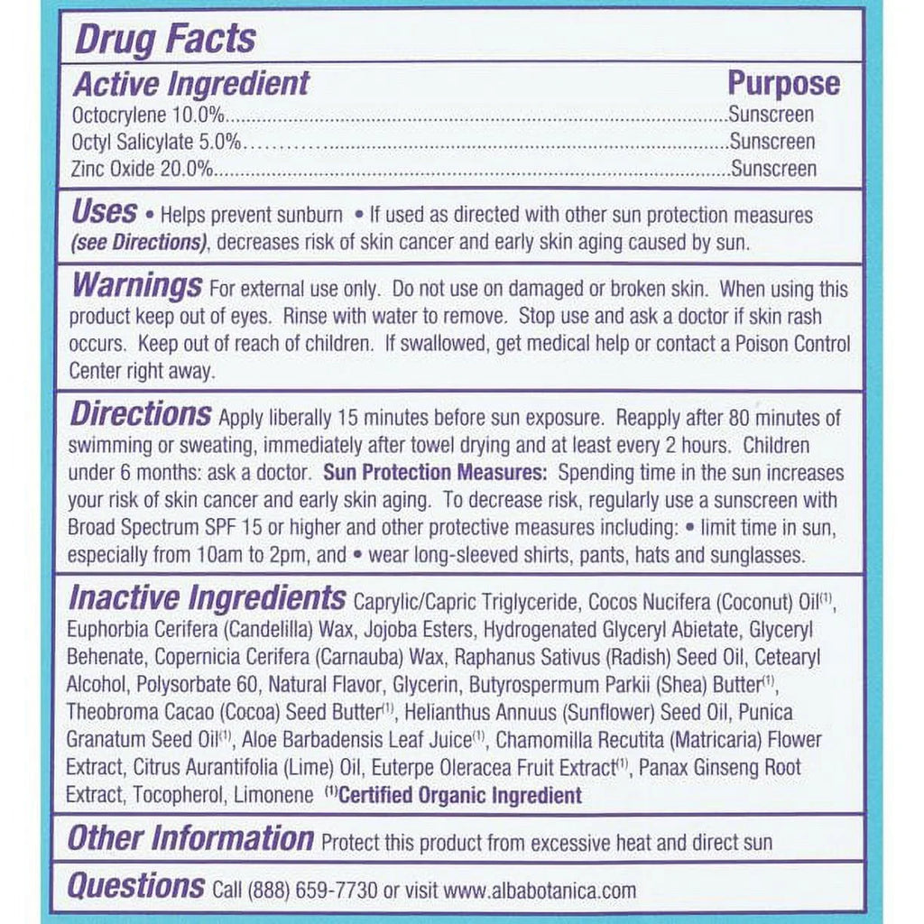 Alba Botanica Fast Fix Sun Stick SPF30 0.5 oz Pack of 4