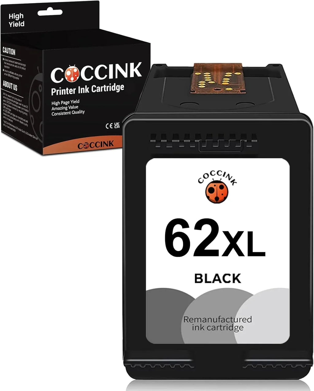 COCCINK 62XL Ink Cartridge Replacement for  62 XL for Envy 5660 7645 7640 5642 5643 5640 OfficeJet 250 5740 200 5746