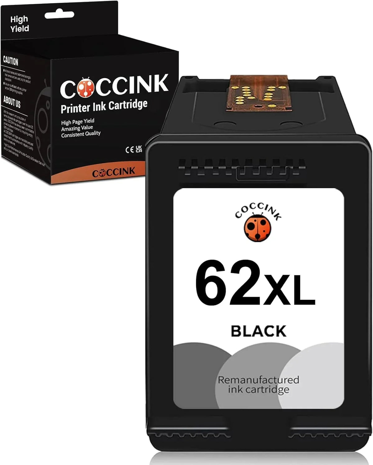 COCCINK 62XL Ink Cartridge Replacement for  62 XL for Envy 5660 7645 7640 5642 5643 5640 OfficeJet 250 5740 200 5746