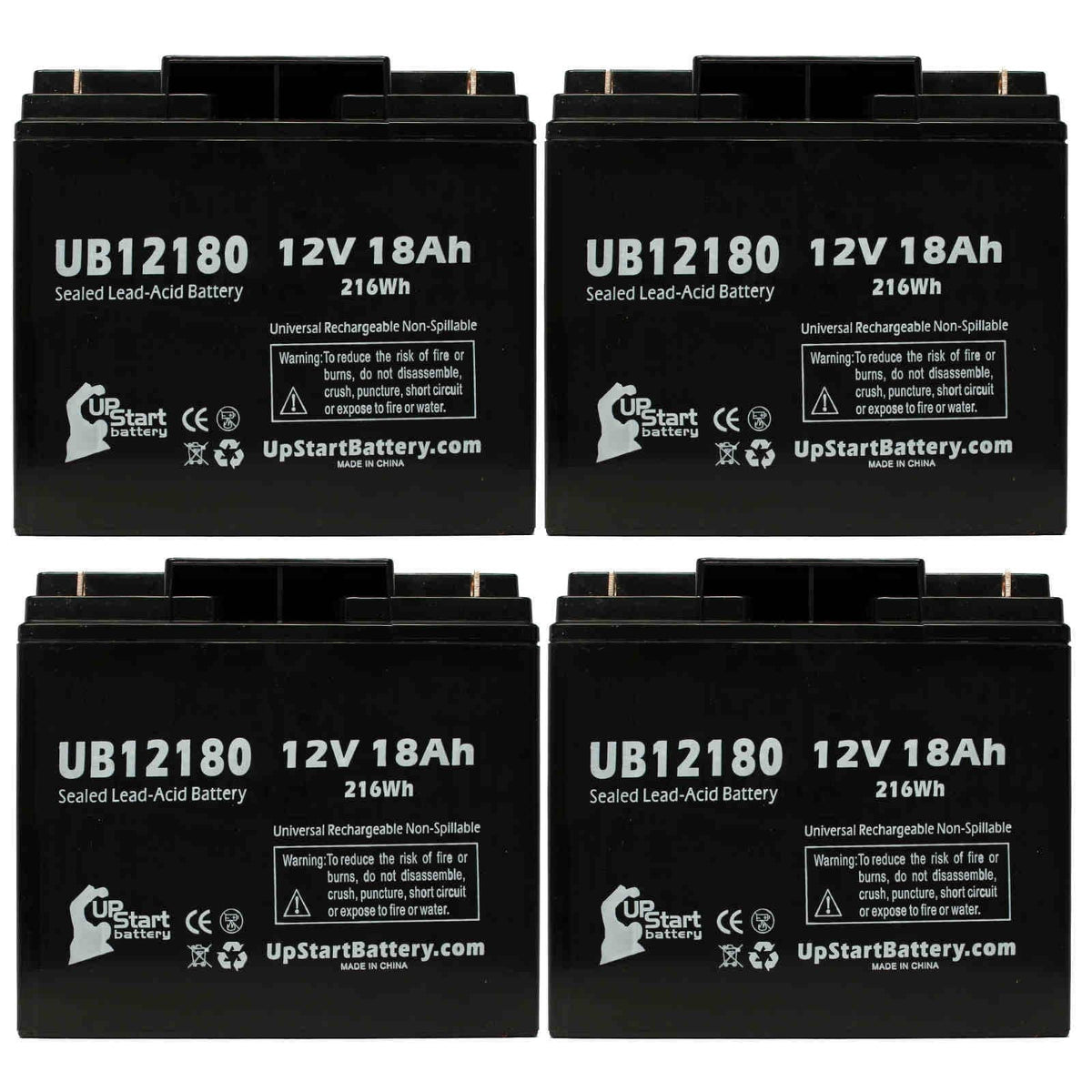 4x Pack - appropriate CSB BATTERY OF AMERICA GP12150F Battery - Replacement UB12180 Universal Sealed Lead Acid Battery (12V, 18Ah, 18000mAh, T4 Terminal, AGM, SLA)