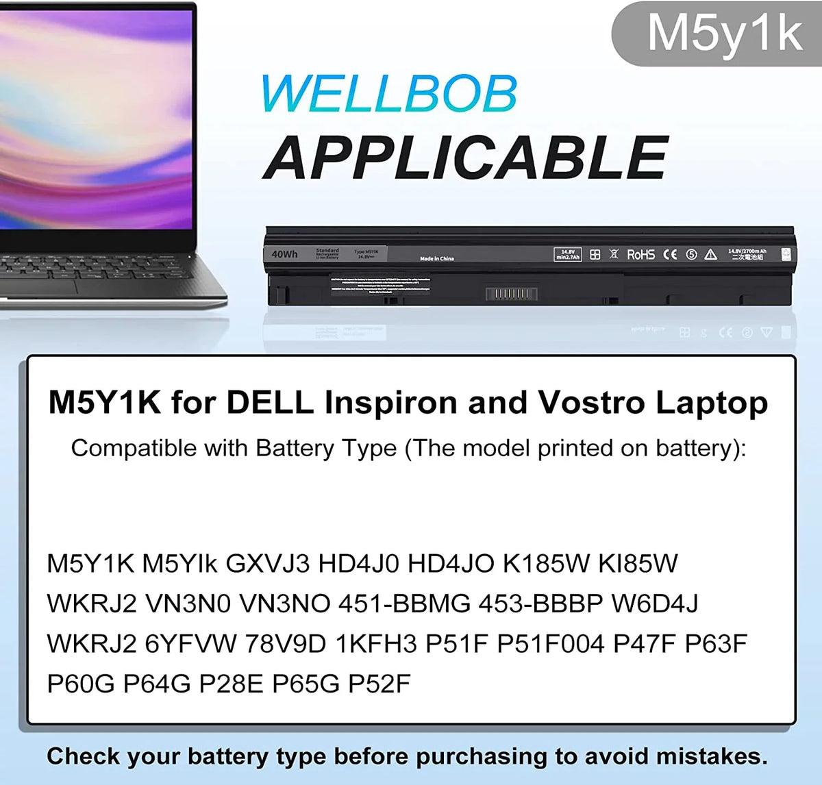 M5Y1K y for  Inspiron 5559 5558 y, for  Inspiron 15 3000 5000 y 3558 3567 5555 5566 5759,