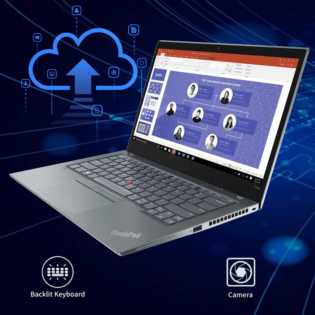 ThinkPad T14s Gen 2 14" FHD Touchscreen Laptop,  11th Gen i7-1165G7, 16GB RAM, 512GB PCIe SSD, Backlit Keyboard, WiFi 6, HDMI, Storm Gray, Win 10 Pro, 32GB Hotface USB Card