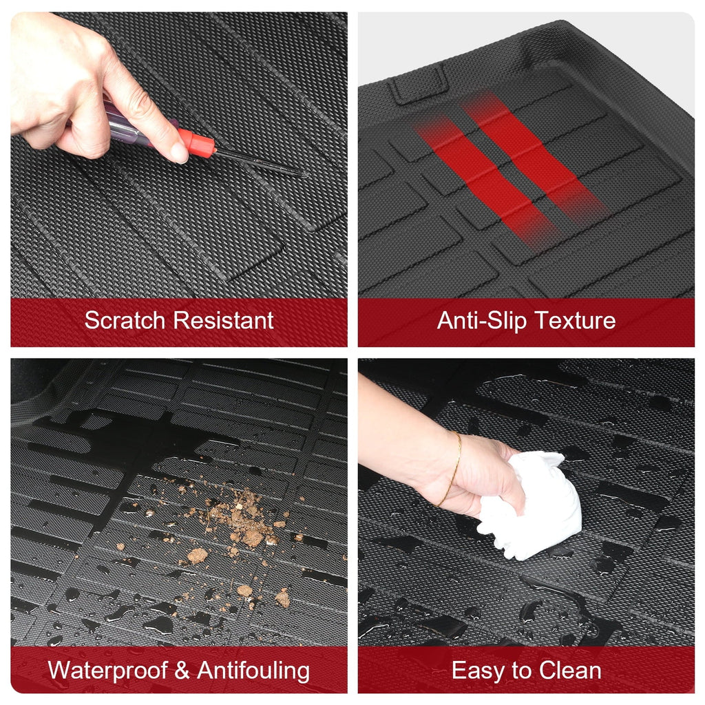 Ikon Motorsports 3D TPE Floor Mats + Trunk Mat, suitable with 2022-2024 Honda Civic Black All atmospheric conditions Waterproof Anti-Slip Floor Liners Front & 2nd Row Full Set Interior Storage wrap Accessories