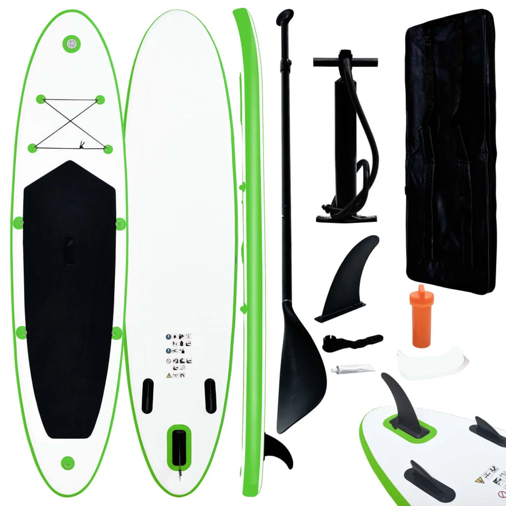 Dcenta Inflatable Paddle Board Set Beach Surfing Board with Oar, Fin, Hand Pump,  Kit and Carrying Bag Surfboard for Adults