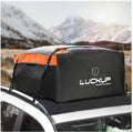 LUCKUP Roof Rack Car Cargo Carrier Bag,18.5 Cubic Ft Rooftop Box, Waterproof &Durable with Anti-Slip Mat, Heavy Duty Wide Straps and Buckles, appropriate for All Car Models (Black & Orange)
