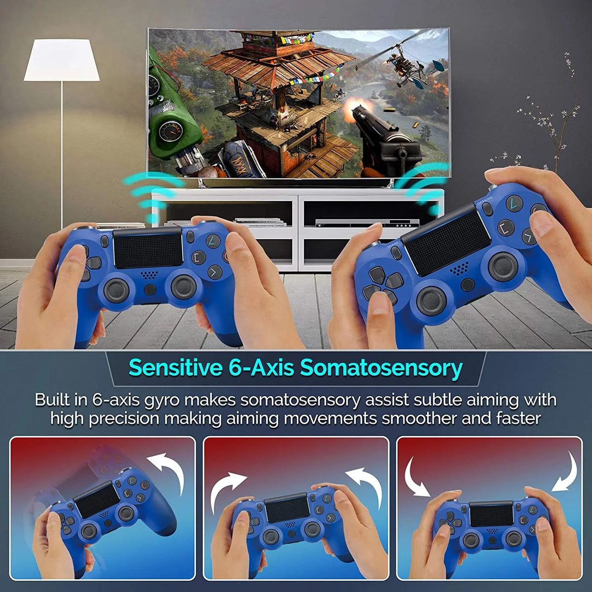 PRO Wireless GamePad matching with  Galaxy S23 Ultra Controller Plus 1,000 Battery/Built-In Speaker/Gyro/Remote BlueTooth Slim (Blue)