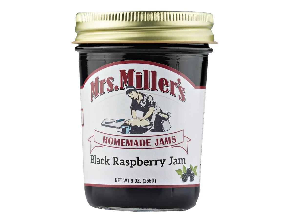 Jars. Miller's Homemade Black Raspberry Jam, 2-Pack 9 oz. Mrs