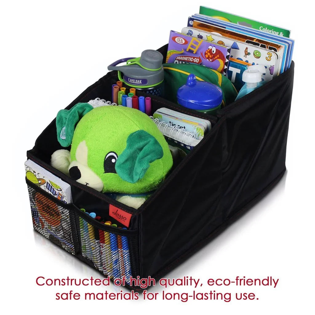 Lusso Gear Car Seat Organizer Front/Backseat with Black Stitching outstanding for Adults, Kids Featuring 8 Storage Compartments for Toys, Magazines, Tissues, Maps, Books, Documents, Games and More