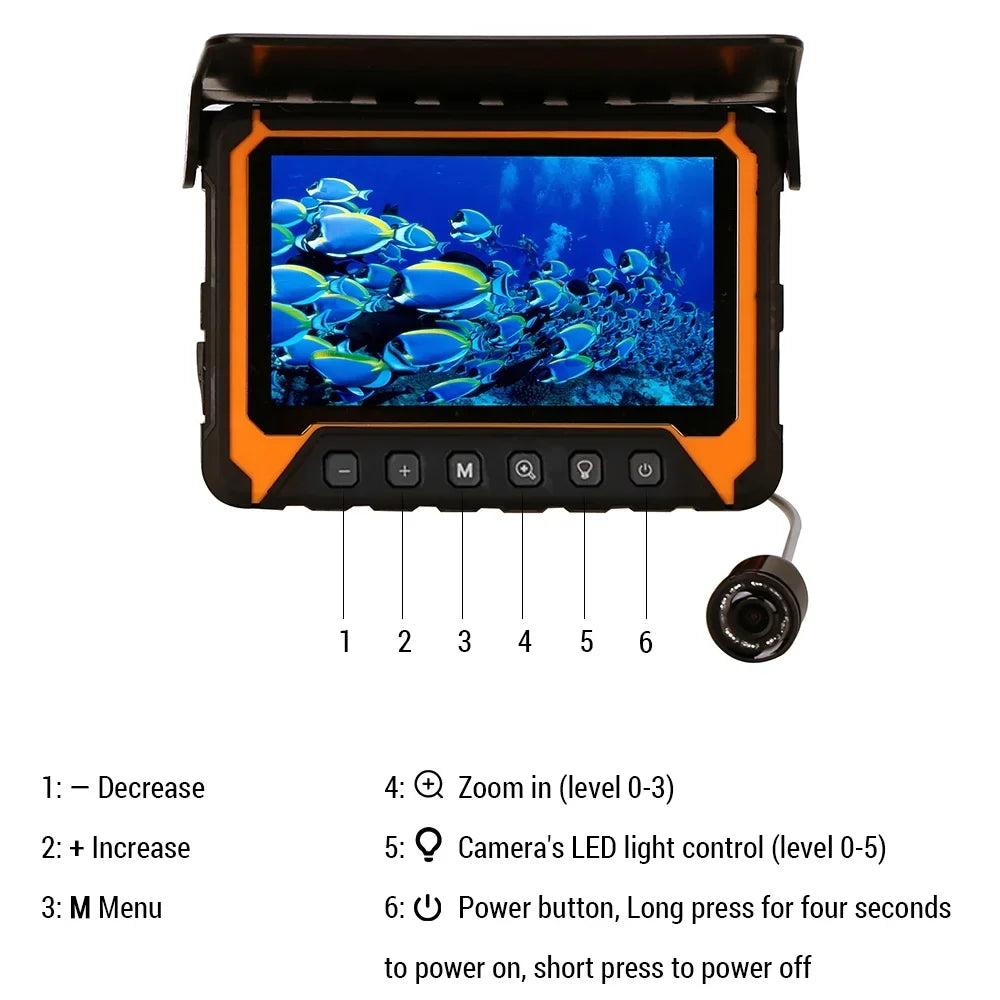 Underwater Fishing Camera 5in LCD , 120° Wide Angle, 500,000 Pixels, 8 Pcs IR Night Vision Suitable for River/Ice Fishing