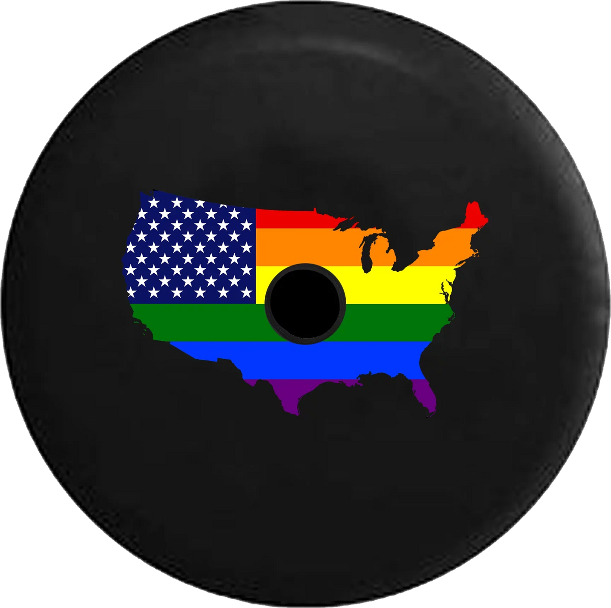 2018 2019 Wrangler JL Backup Camera United States of America Gay Flag Map LGBTQ Spare Tire protector for Jeep RV 32 Inch