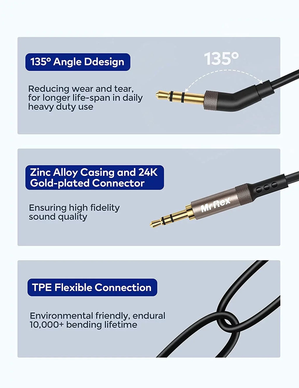Mr Rex 3.5mm to 2.5mm Aux Cable Cord for  700 QuietComfort QC45 QC35II QC35 QC25 Noise Cancelling Headphones, JBL