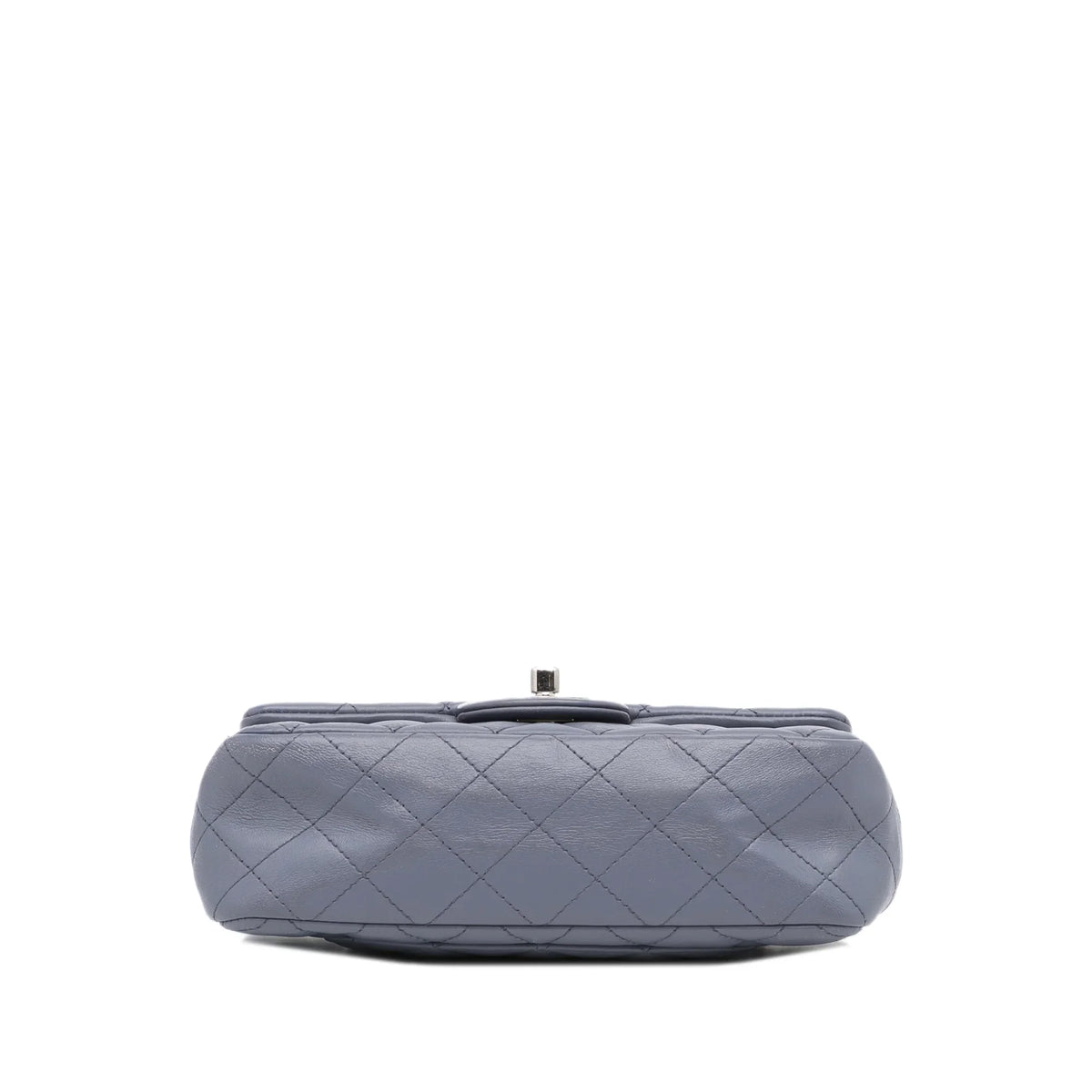 Pre-Owned Authenticated Chanel Mini Classic Lambskin Rectangular Single Flap Leather Gray Crossbody Bag Unisex (Fair)