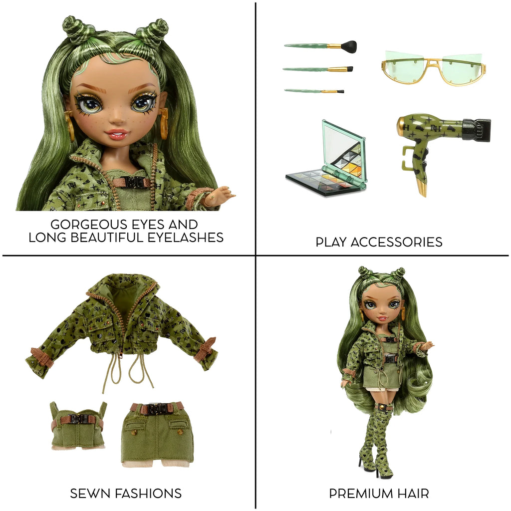 Kids Gift 4-12 Years Old and Collectors. Rainbow High Olivia, Camo Green Fashion Doll, Outfit & 10+ Colorful Play Accessories