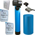 AFWFilters 2 cubic Foot 64k Whole Home moisture Softener with High Capacity Resin, 1" Stainless Steel FNPT Connection, and Blue Tanks
