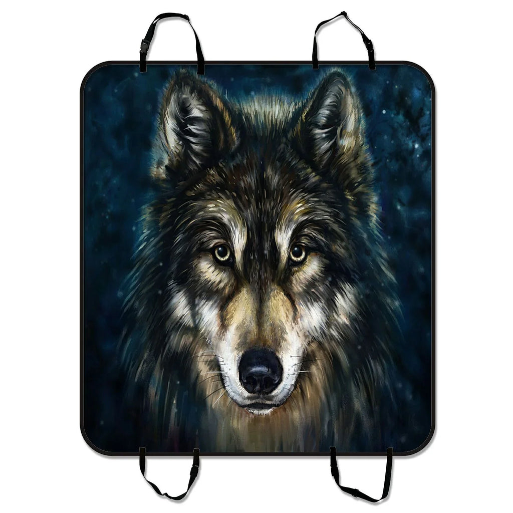 GCKG Brave Black Wolf Pet Car Seat protector Dog Car Seat Mat Hammock Cargo Mat Trunk Mat For Cars Trucks and SUV 54x60 inches