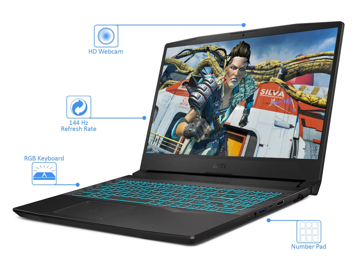 MSI Crosshair 15 Gaming Laptop, 15.6" 144Hz FHD Display,  Core i7-11800H Upto 4.6GHz, 32GB RAM, 512GB NVMe SSD, NVIDIA GeForce RTX 3060, HDMI, Wi-Fi, Bluetooth, Windows 10 Home