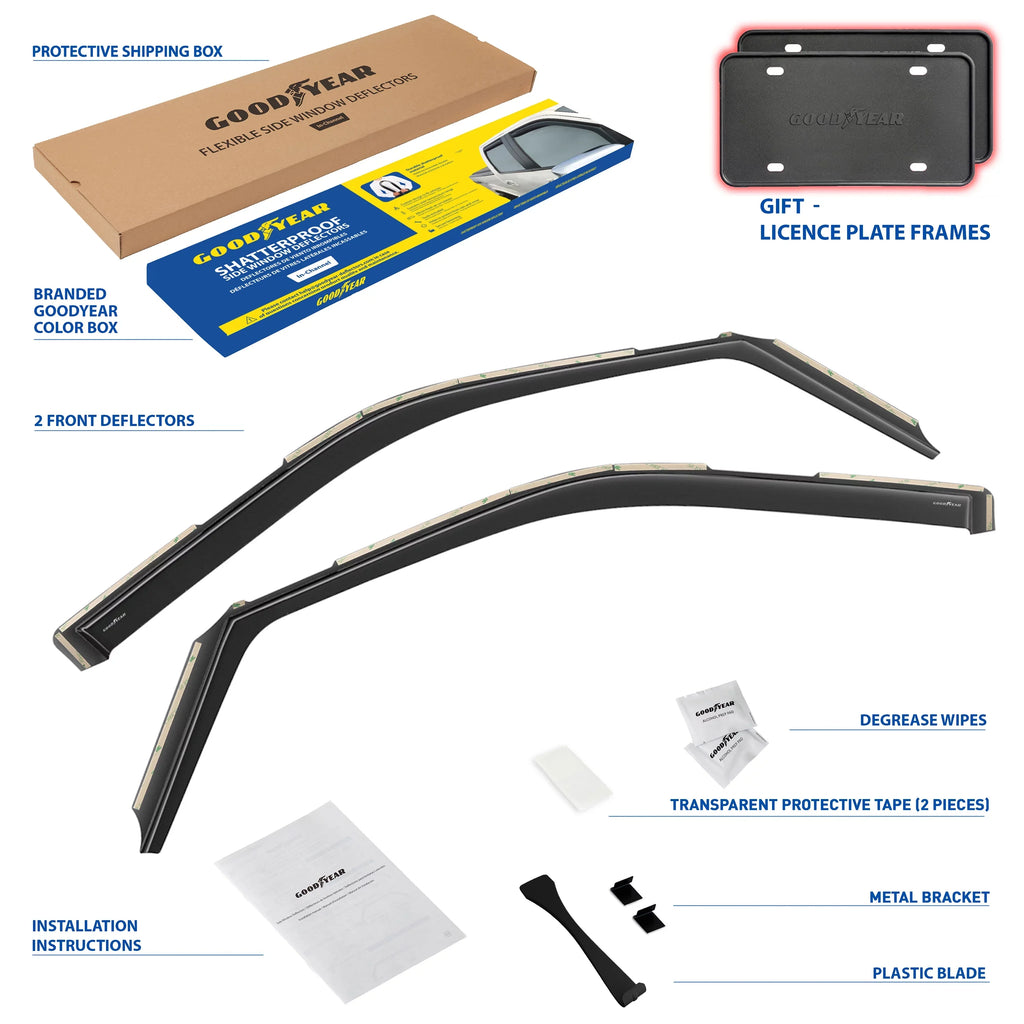 Goodyear Shatterproof in-Channel Window Deflectors for  F150 2021-2024 Regular Cab/SuperCrew/SuperCab, Rain Guards, Window Visors for Cars, Vent Deflector, Car Accessories, 2 pcs - GY003497