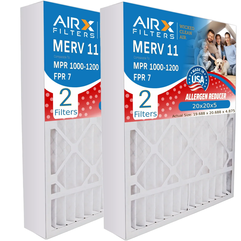 20x20x5 Air Filter MERV 11 Comparable to MPR 1000, MPR 1200 & FPR 7 appropriate with Air Bear 259112-103 Premium USA Made 20x20x5 Furnace Filter 2 Pack by AIRX FILTERS WICKED CLEAN AIR.