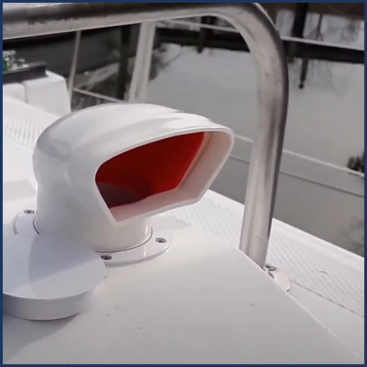 Five Oceans  3-Inch Cowl Vent with Snap-On Deck Plate and wrap, Low Profile UV-impervious and Flexible PVC, Red Interior, for Air Intake or Cabin Ventilation- FO88