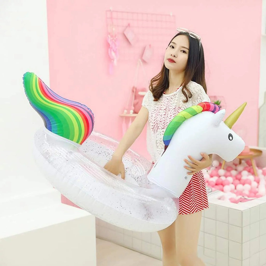 Blossom Glitter Sequins Animal Pool Floats, Inflatable Unicorn Ring Pool Float, Swimming Pool Ring, Pool Inflatables for Kids and Adults, Pool Toys Inflatable, moisture Float | 48 Inch