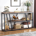 Console Table, Industrial Sofa Table with Shelves, 3-Tier Entryway Table with Storage for Entryway, Living Room, Hallway, 59.1" L x 11.8" W x 31.5" H, Rustic Brown