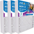 16x25x3 Air Filter MERV 13 Comparable to MPR 1500 - 2200 & FPR 9 appropriate with Air Bear 255649-101 Premium USA Made 16x25x3 Furnace Filter 3 Pack by AIRX FILTERS WICKED CLEAN AIR.