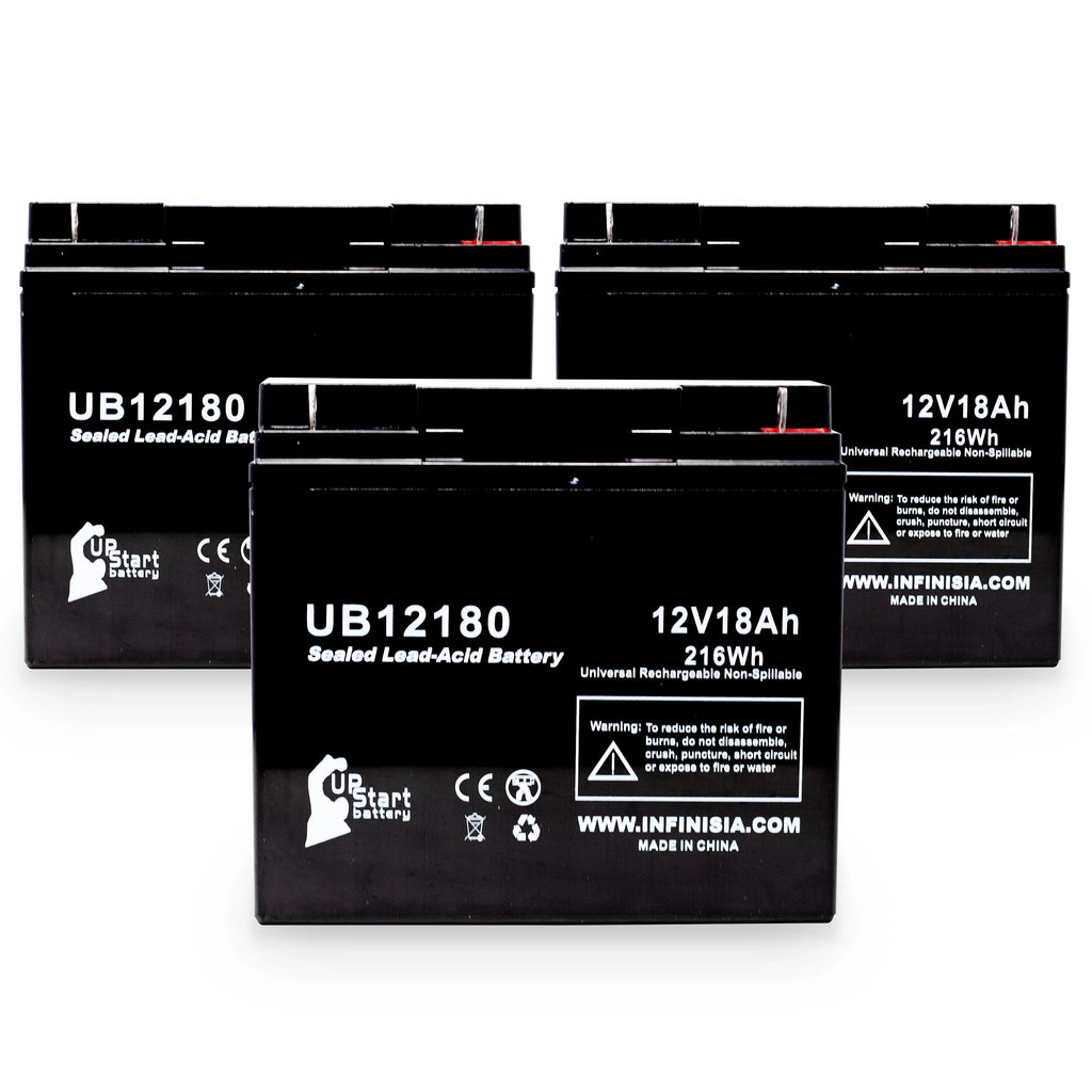 3x Pack - matching CSB BATTERY OF AMERICA GP12170B1 Battery - Replacement UB12180 Universal Sealed Lead Acid Battery (12V, 18Ah, 18000mAh, T4 Terminal, AGM, SLA)