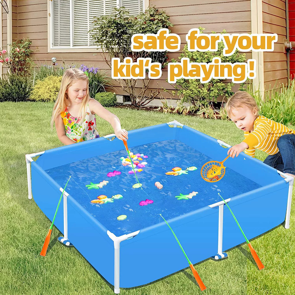 COVERONICS 59x59 Metal Frame Pool Summer - COVERONICS Swimming Pool for Summer aqua Play, Outdoor Indoor Pool Ball/Sand Pit for Backyard Party