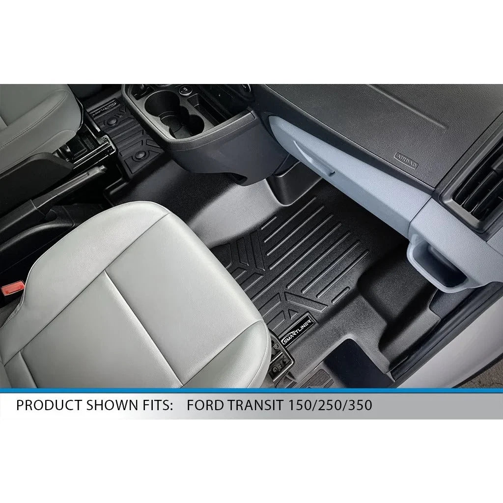 SMARTLINER Floor Mats 1st Row 1 Piece Full Coverage Liner Black suitable With 2015-2019  Transit 150/250/350 (No Transit Connect)