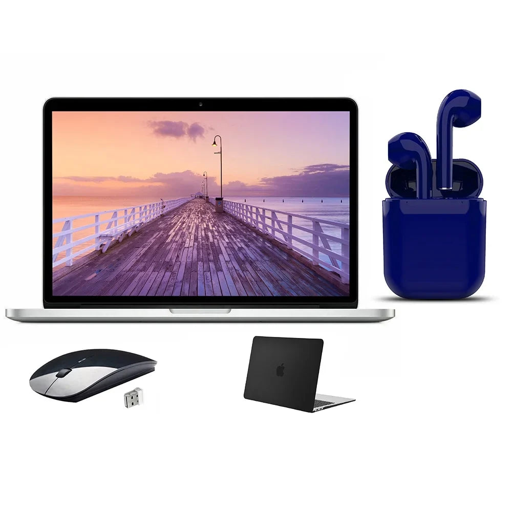 Restored  MacBook Pro 13.3-inch  Core i5 4GB RAM Mac OS 1TB HDD Bundle: Wireless Mouse, Black Case, Bluetooth/Wireless Airbuds By Certified 2 Day Express (Refurbished)