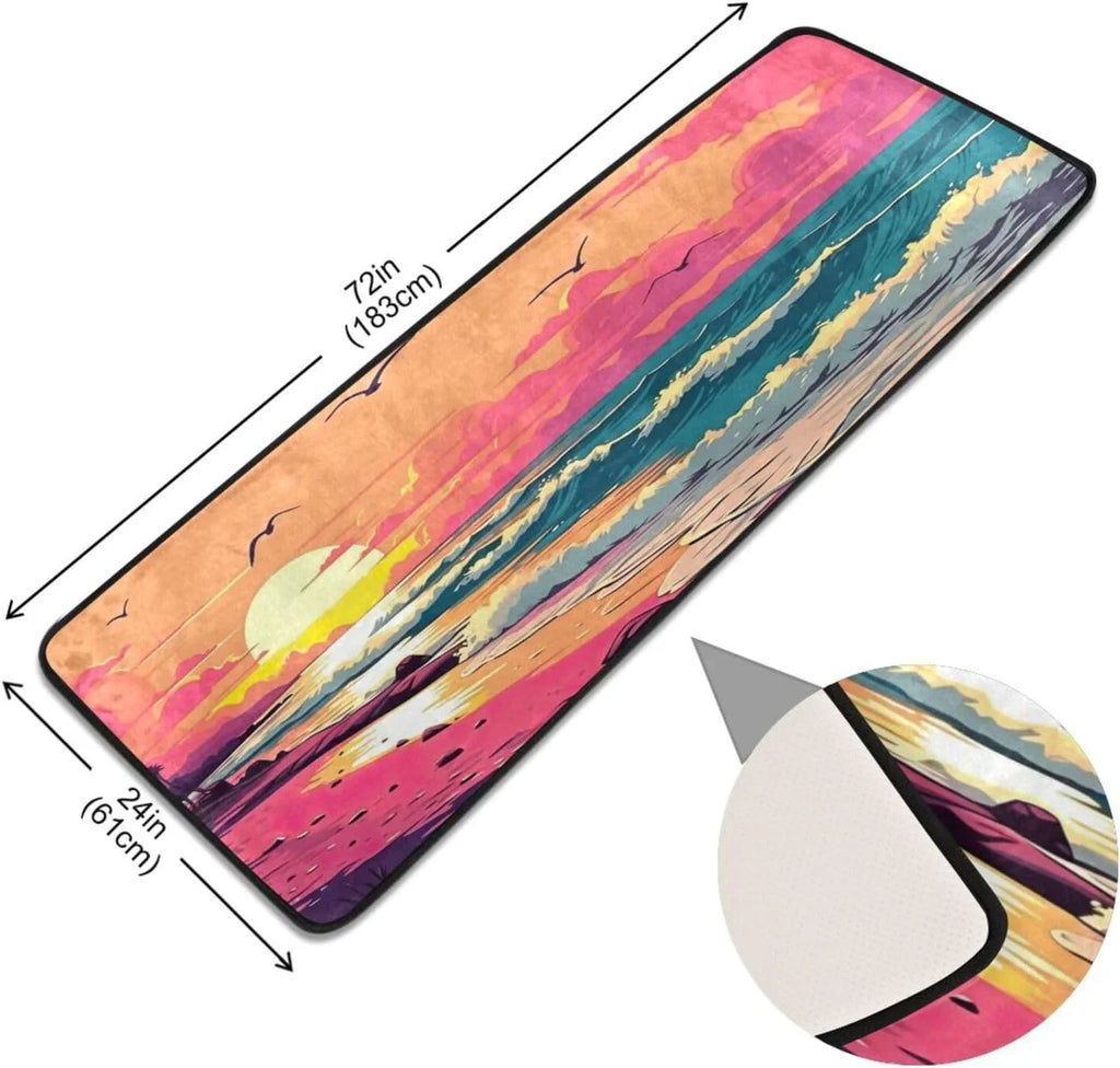 Coolnut Ocean Waves Non-Slip Runner Rug Area Rug Washable Rectangle Rug for Bedroom Living Room Bathroom Hallways 72x24 Inches#10 Home Decor