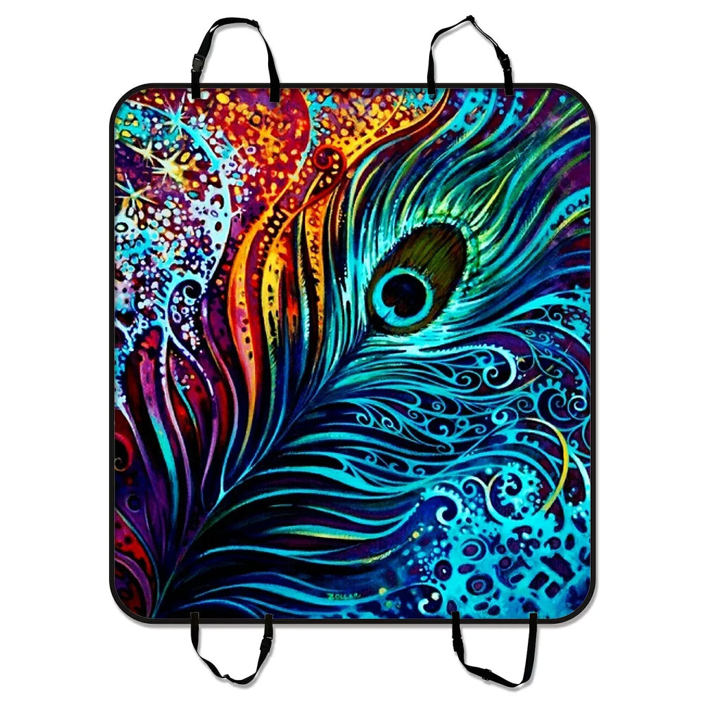 GCKG Colorful Peacock Design Pet Car Seat wrap Dog Car Seat Mat Hammock Cargo Mat Trunk Mat For Cars Trucks and SUV 54x60 inches