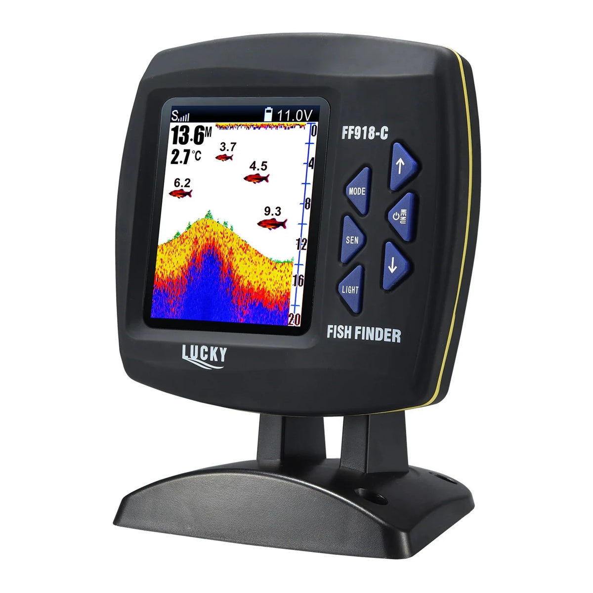 Tomshoo Fish Finder Wired Transducer Sensor Fishfinder 45 Degrees Underwater Fishing Portable Fish Finder Waterproof Underwater Monitor LCD Fish Locator ship Fishfinder Fish Detector