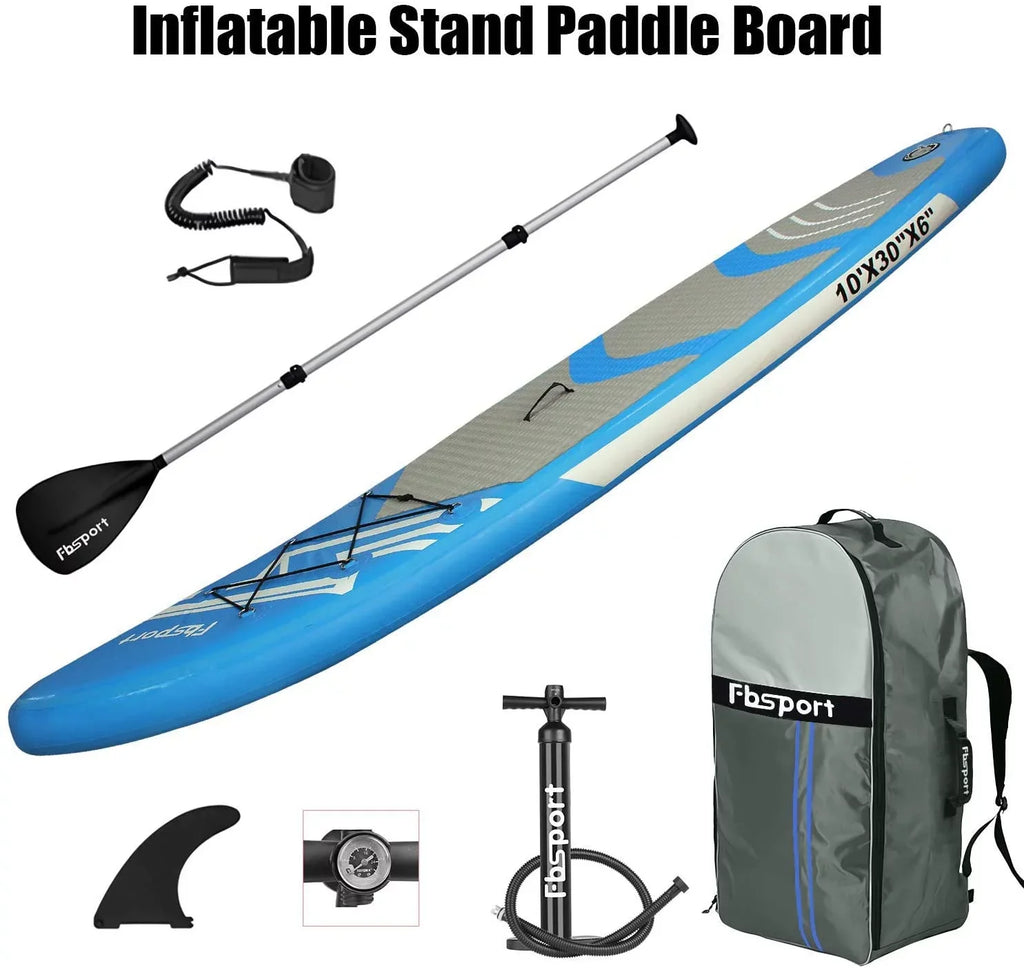 FBSPORT 11 Ft SUP Thickening Inflatable Stand Up Paddle Board w/Complete Accessories & Carry Bag, Surf Control, Non-Slip Deck, Standing ship Surfboard