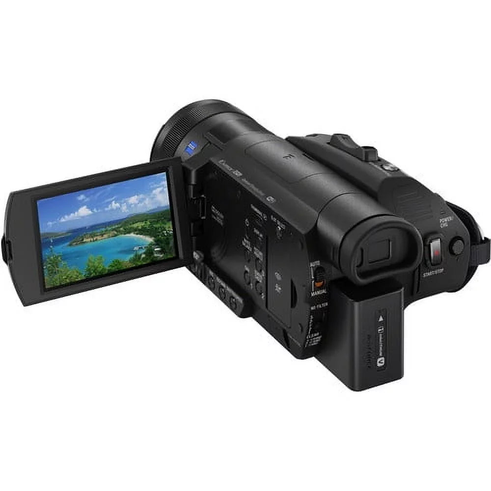 Handycam FDR-AX700 4K HD Video Camera Camcorder + 2 extra Batteries and Charger + 128GB Memory Card + Hard Case + M