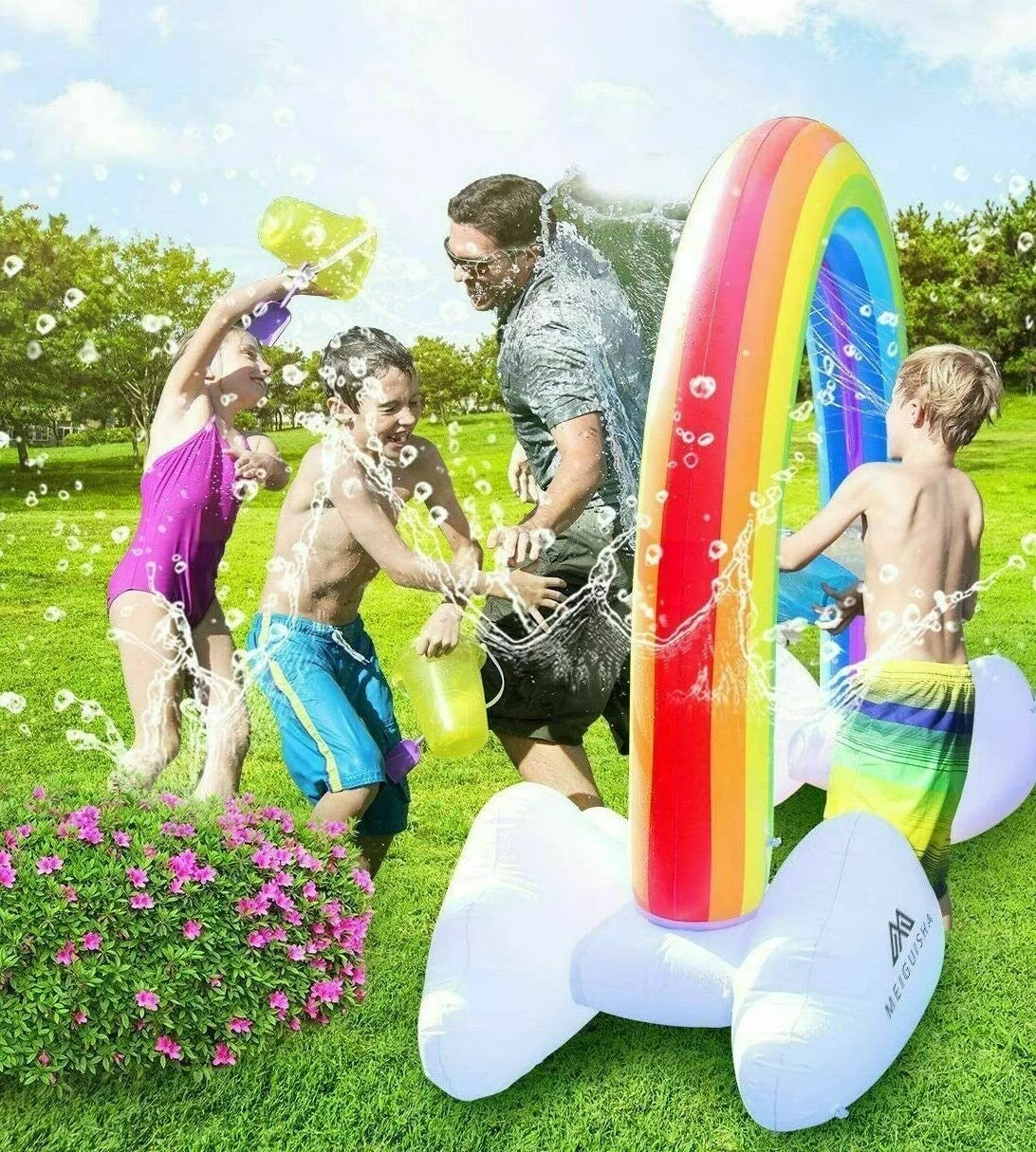 Rainbow Sprinkler Toy for Kids, Inflatable Pool Summer Fun Spray aqua Toy, Outdoor Backyard for Children Infants Toddlers, Boys, Girls 3 4 5 6 7 8 Year Old