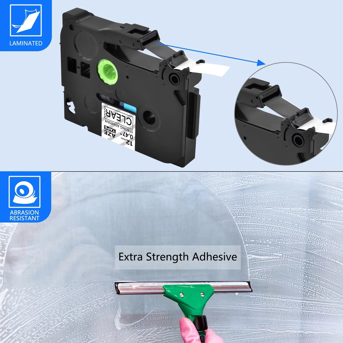 GREENCYCLE 8PK suitable for Brother P-touch Black on Clear 12mm TZ TZe TZe-S131 TZ-S131 TZ-131 TZe-131 Extra Strength Laminated Label Tape