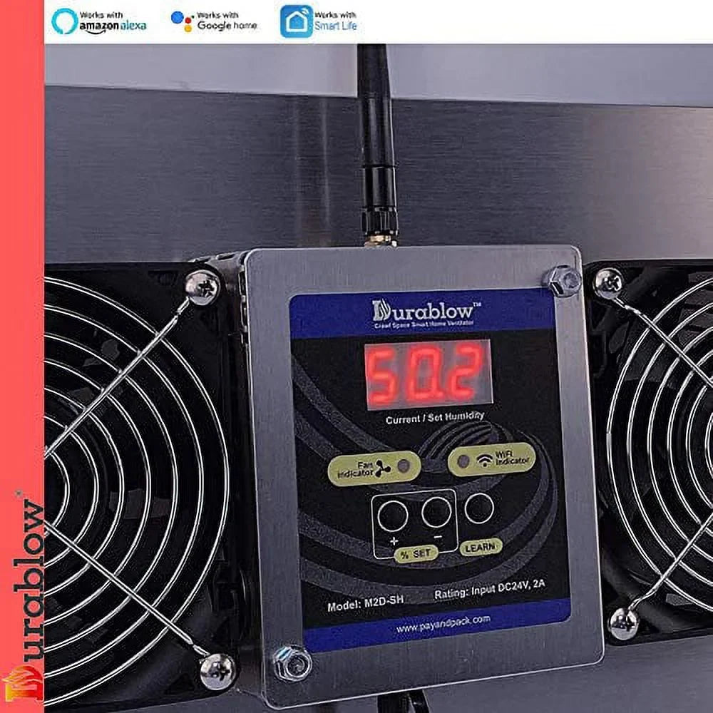 MFB M2D-SH Air-Out WiFi Smart Home Remote Crawl Space Ventilator, Humidity, Radon Mitigation, appropriate with Alexa, Google Home