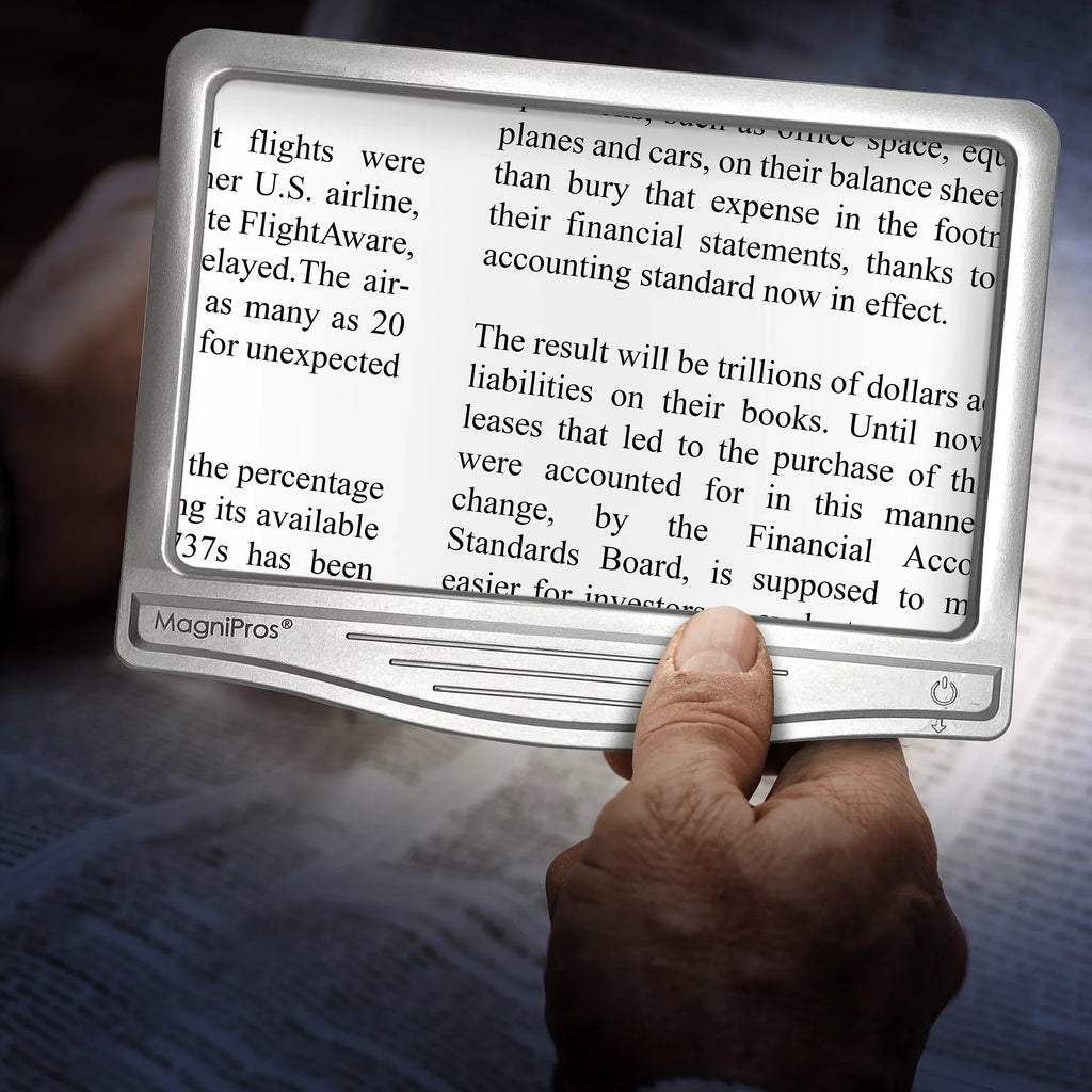 MagniPros 5X Large LED Page Magnifier for Reading & Anti-Glare Lens to Reduce Eye Strain-Perfect for Small Print, Aging Eyes, Low Vision & Seniors