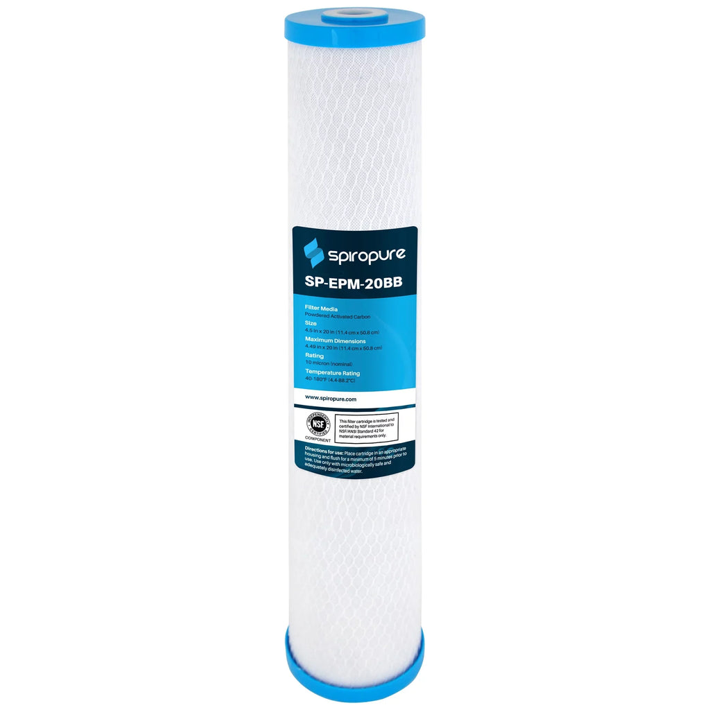 SpiroPure 20 x 4.5" PAC NSF Carbon Block moisture Filter, 10 Micron (4 Pack)