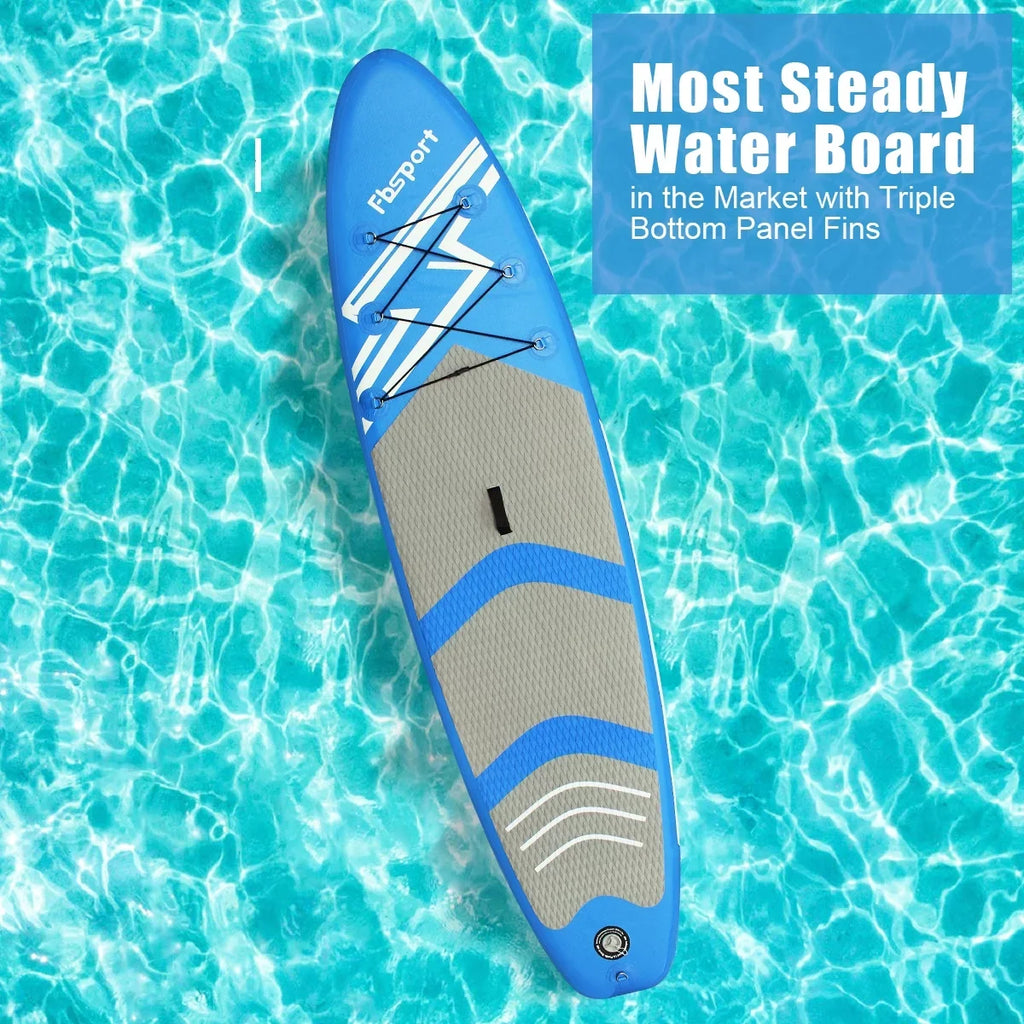 FBSPORT 11 Ft SUP Thickening Inflatable Stand Up Paddle Board w/Complete Accessories & Carry Bag, Surf Control, Non-Slip Deck, Standing ship Surfboard