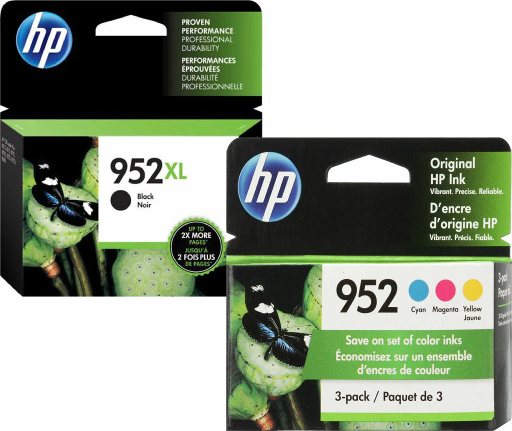 Original 952xl Black and 952 Standard Cyan, Magenta, Yellow color Combo (N9K28AN) F6U19AN N9K27AN
