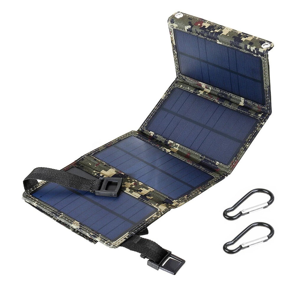 JLLOM 2Pcs 80W USB Solar Panel Folding Portable Power Bank Outdoor Hiking Phone Charger Kit