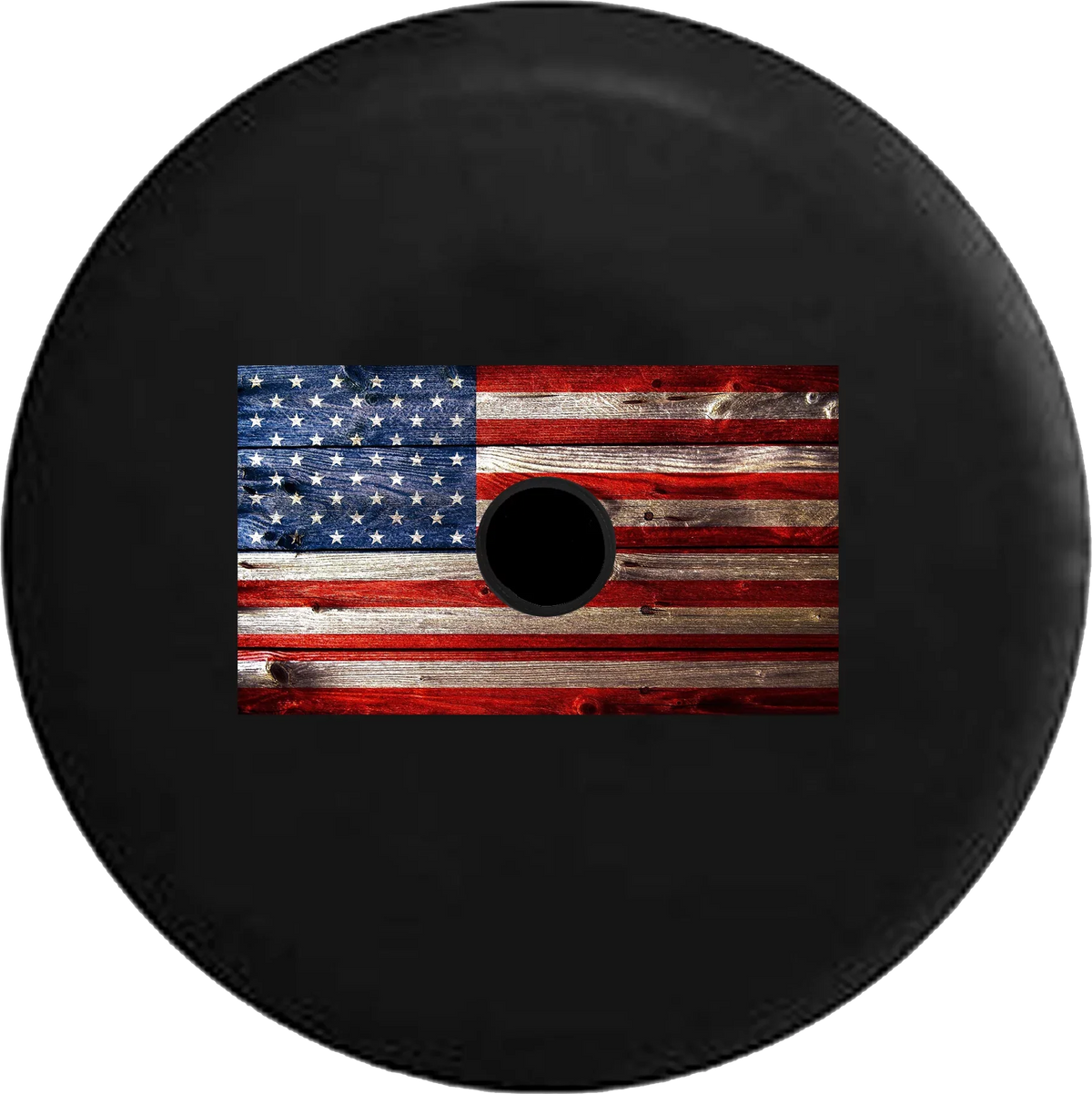 2018 2019 Wrangler JL Backup Camera Wooden American Flag Rustic Vintage Spare Tire shield for Jeep RV 32 Inch